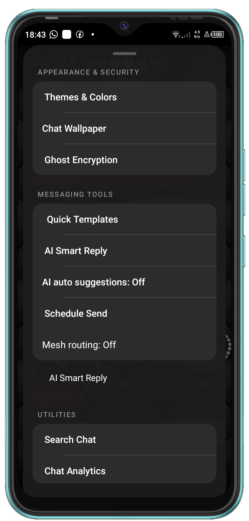 9shadows Android communication screen