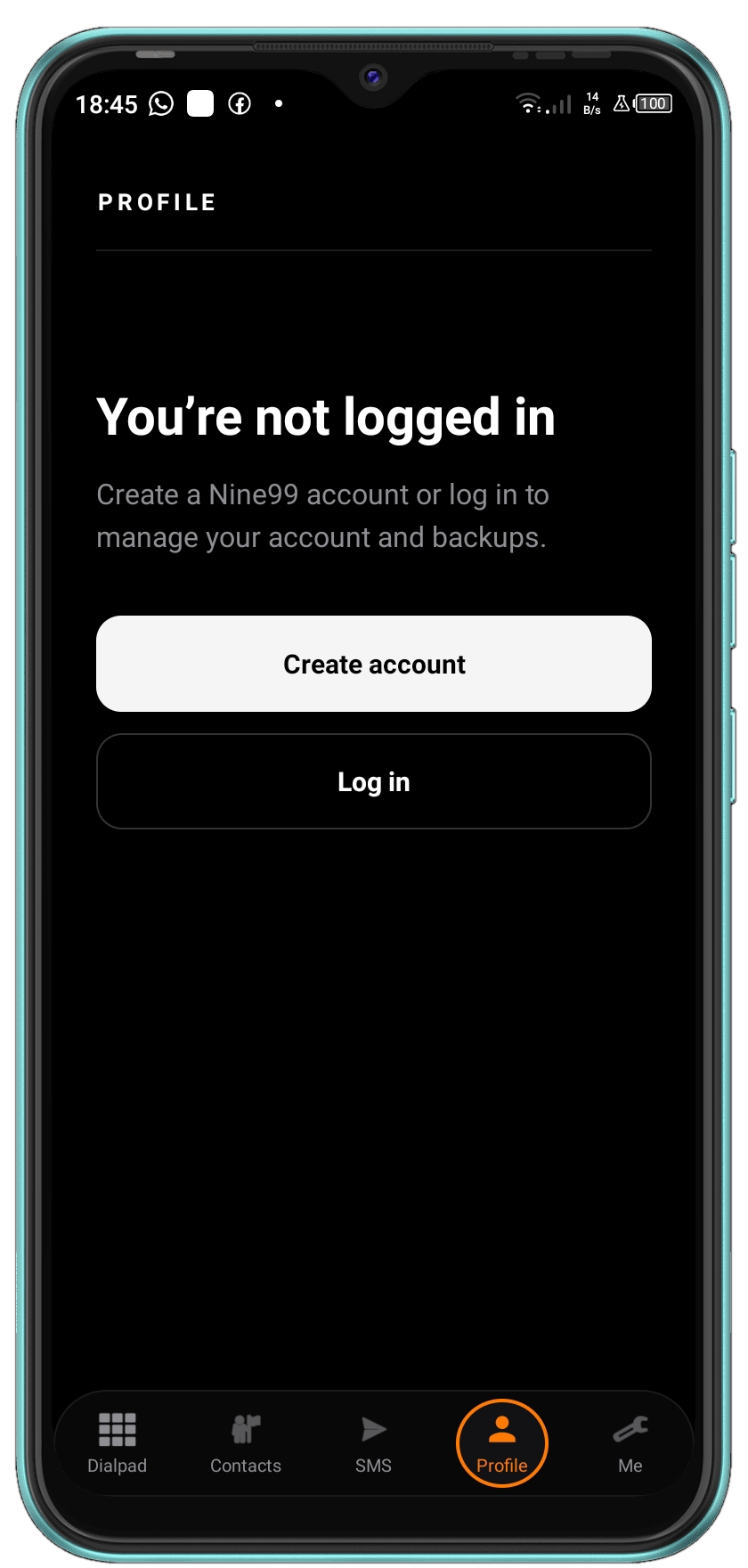 9shadows Android messaging interface